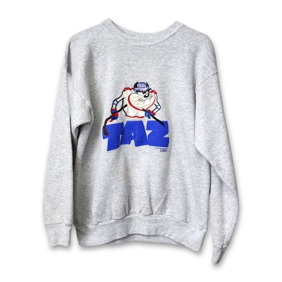 TUTLEX x TAZ x LOONEY TUNES 1994 Hockey Crewneck Sweatshirt in grey size L - Picture 7 of 7